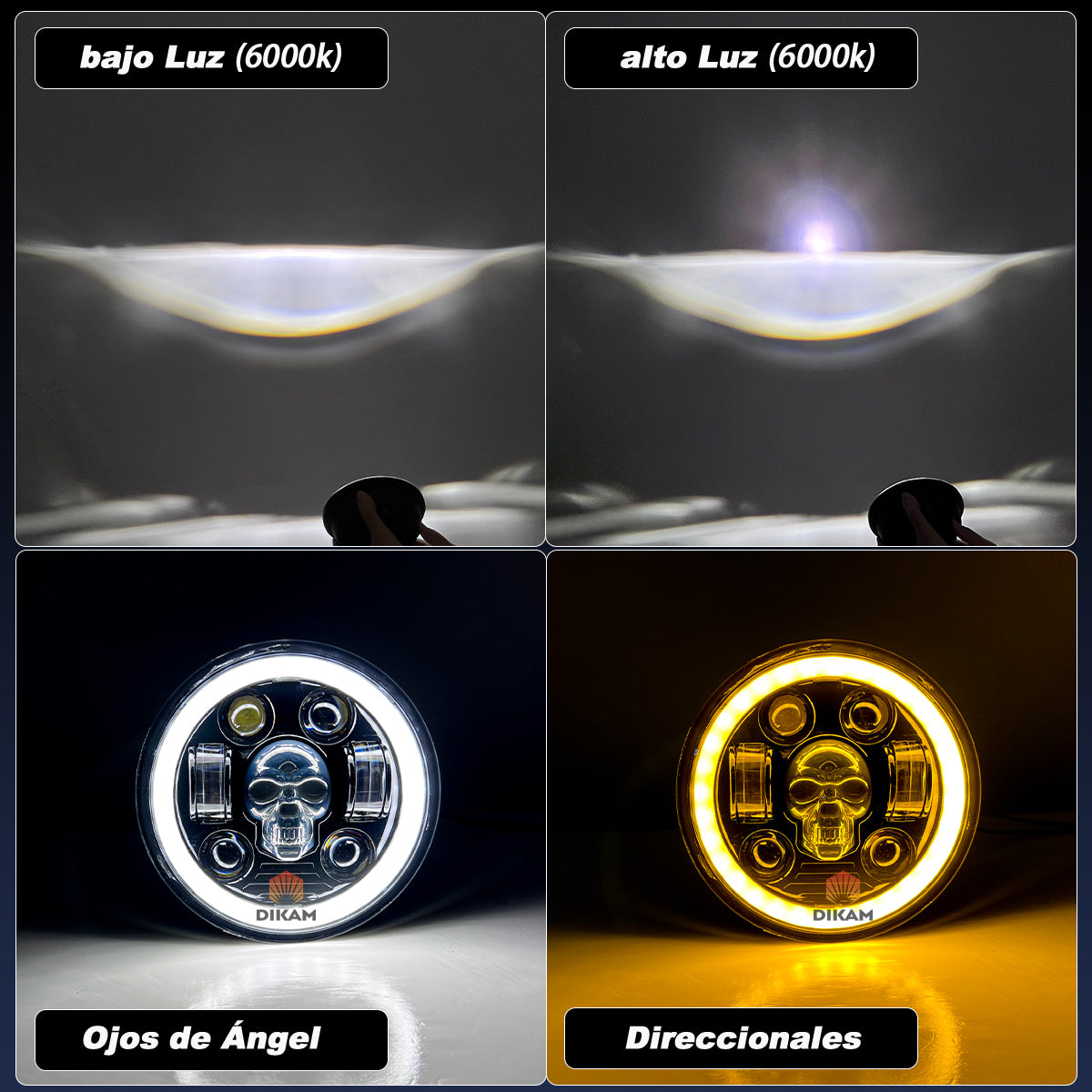 5.75 Faros Led Para Forma De Calavera Redondo Jeep/moto - 1/Pzs