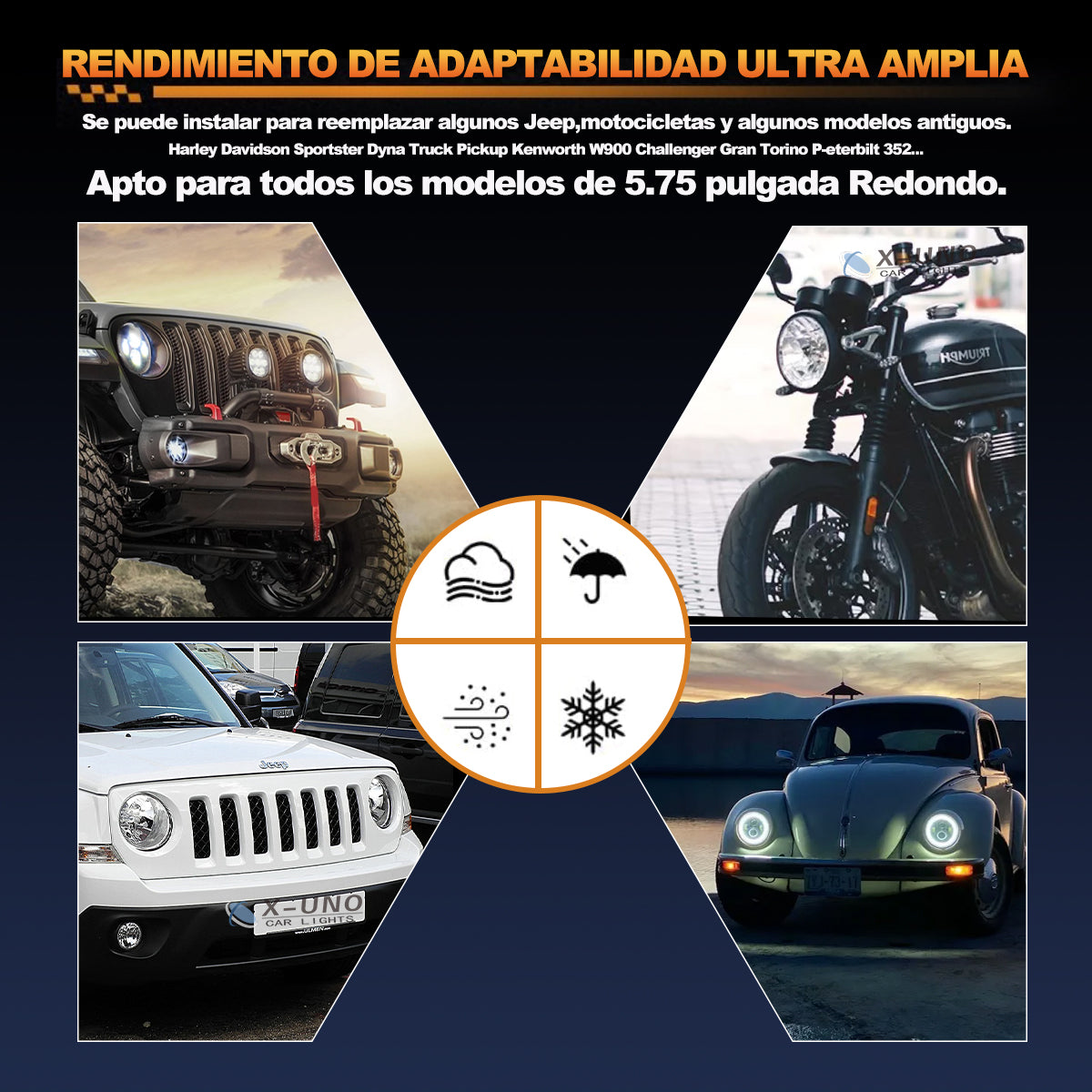5.75 Faros Led Para Forma De Calavera Redondo Jeep/moto - 1/Pzs