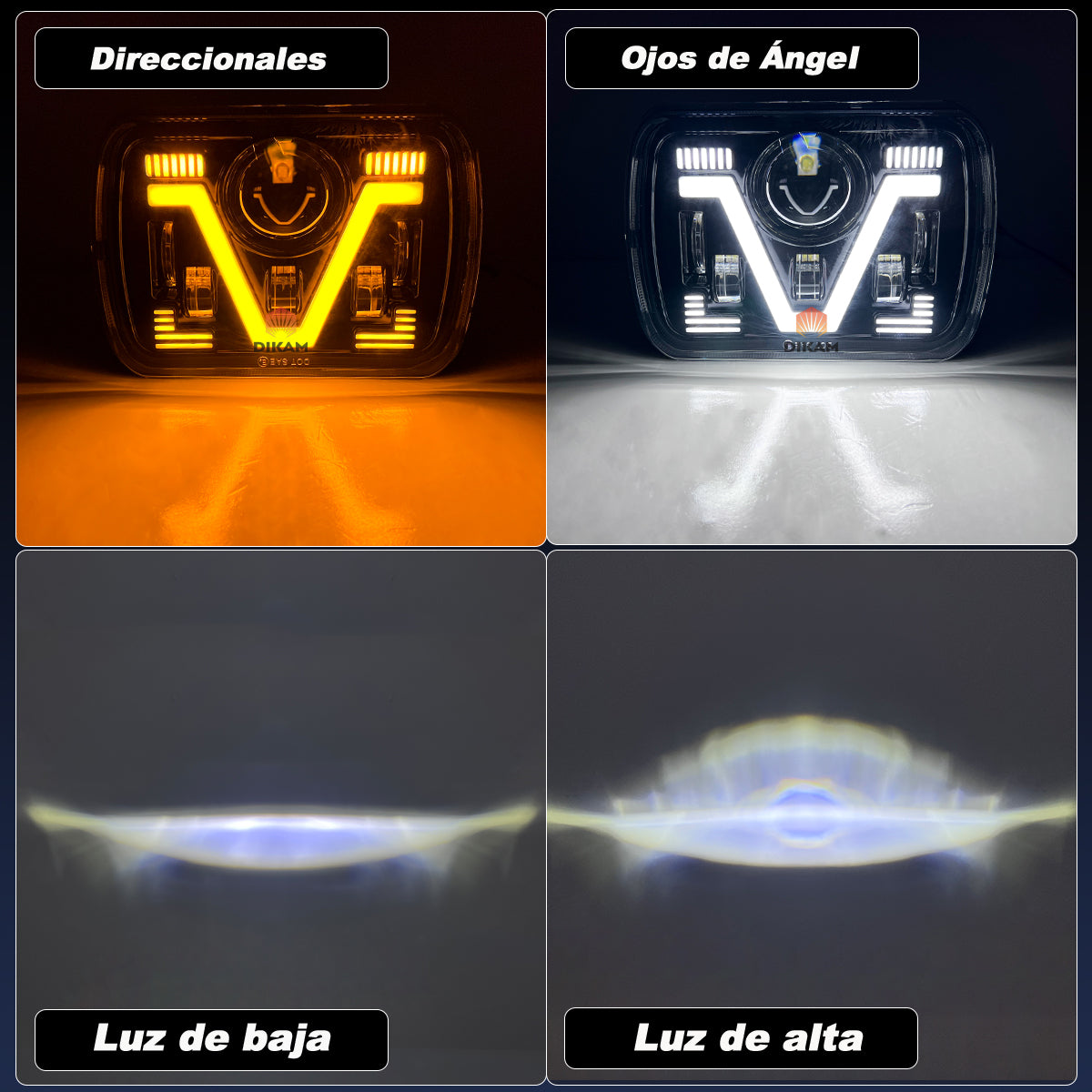 5x7'' Faro Proyector Cuadrado Sealed H4 Alto/bajo Beam - 1/Pzs