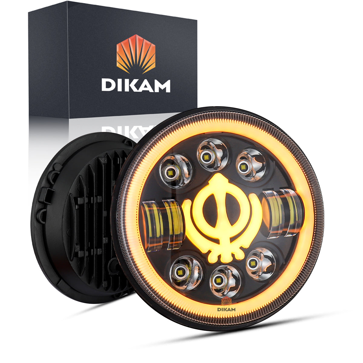 Faro LED redondo 7 pulgadas H4 Hi/Lo para Jeep y moto - vista frontal