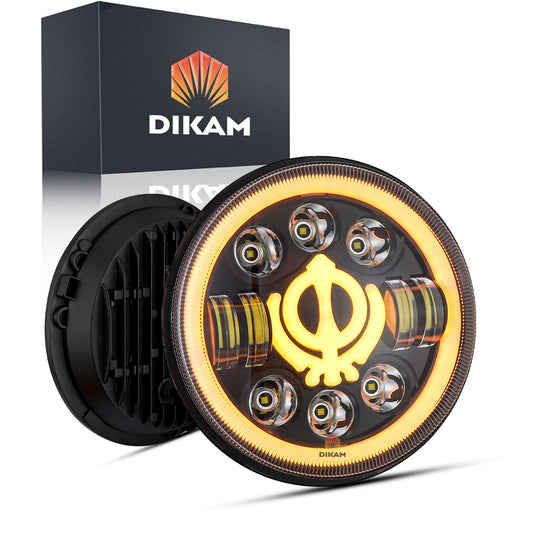 Faro LED redondo 7 pulgadas H4 Hi/Lo para Jeep y moto - vista frontal