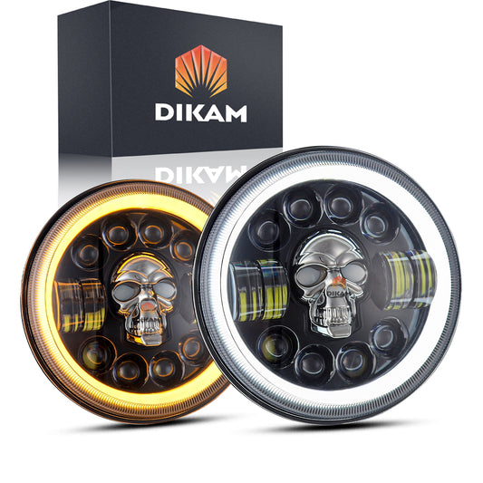 7'' Redondo Faro Lupa Ojos Ángel Fuerte Beam Rgb Calavera - 1/Pzs