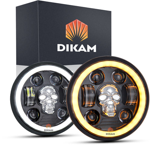 5.75 Faros Led Para Forma De Calavera Redondo Jeep/moto - 1/Pzs