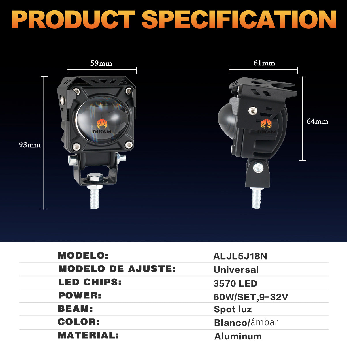 Par Faros LED 22000LM Bi-Color Lupa Hi/Lo Beam 4x4 Moto