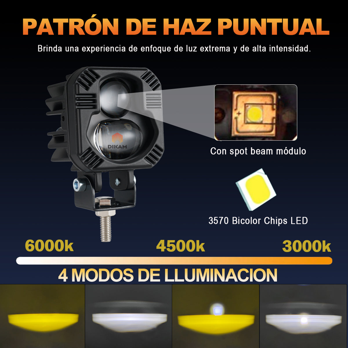 Faros Exploradoras Niebla Fuerte Bicolor Hi/lo Lupa Beam- 1/Par