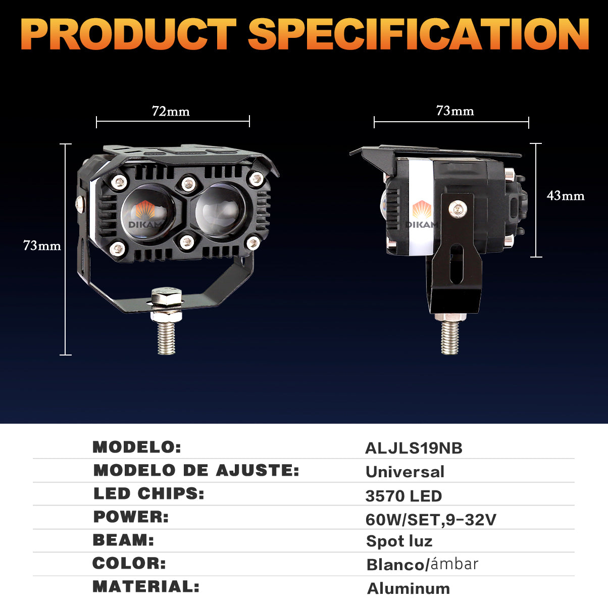 Detalle lupa doble color faro LED Hi/Lo beam