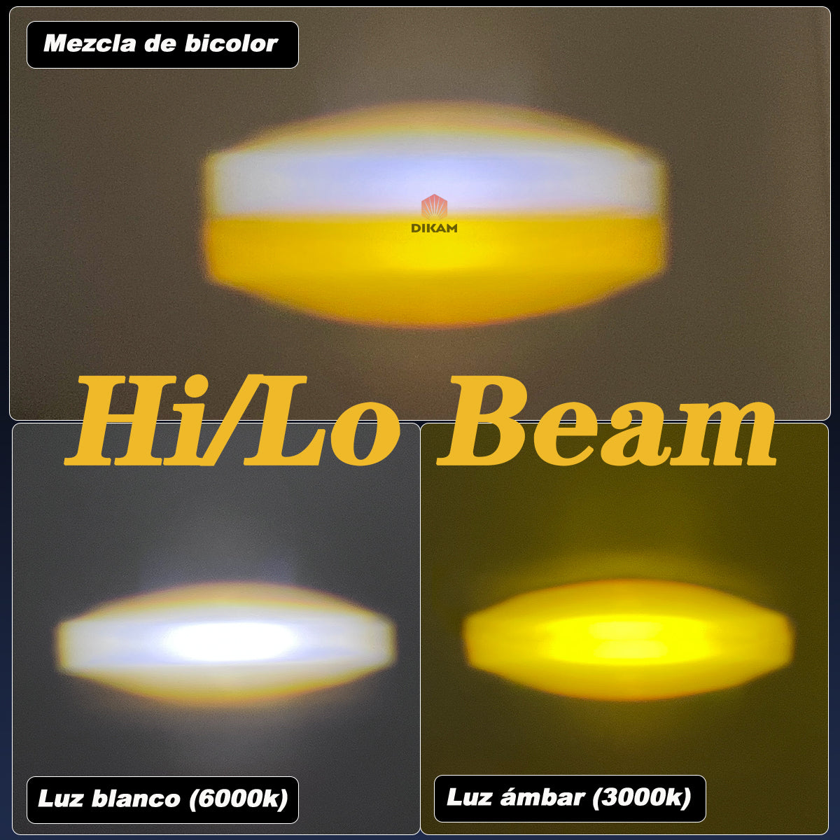 Par de Faros Auxiliares LED con Lupa Doble Color Hi/Lo para Carro 4x4 Moto