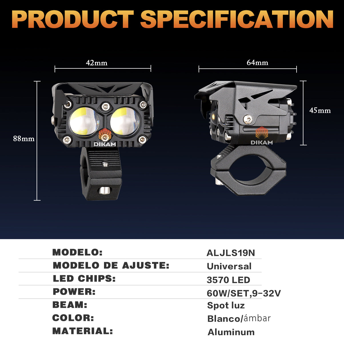 Detalle lupa proyector LED faro auxiliar alta baja beam
