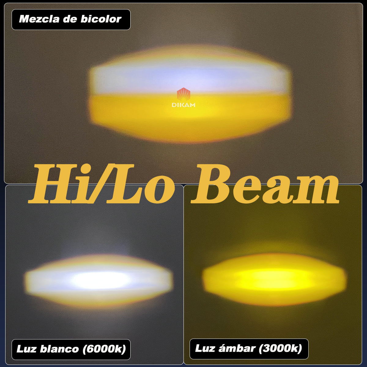 Set de Faros LED con Lupa Súper Bi-Color Alta/Baja Beam Universal