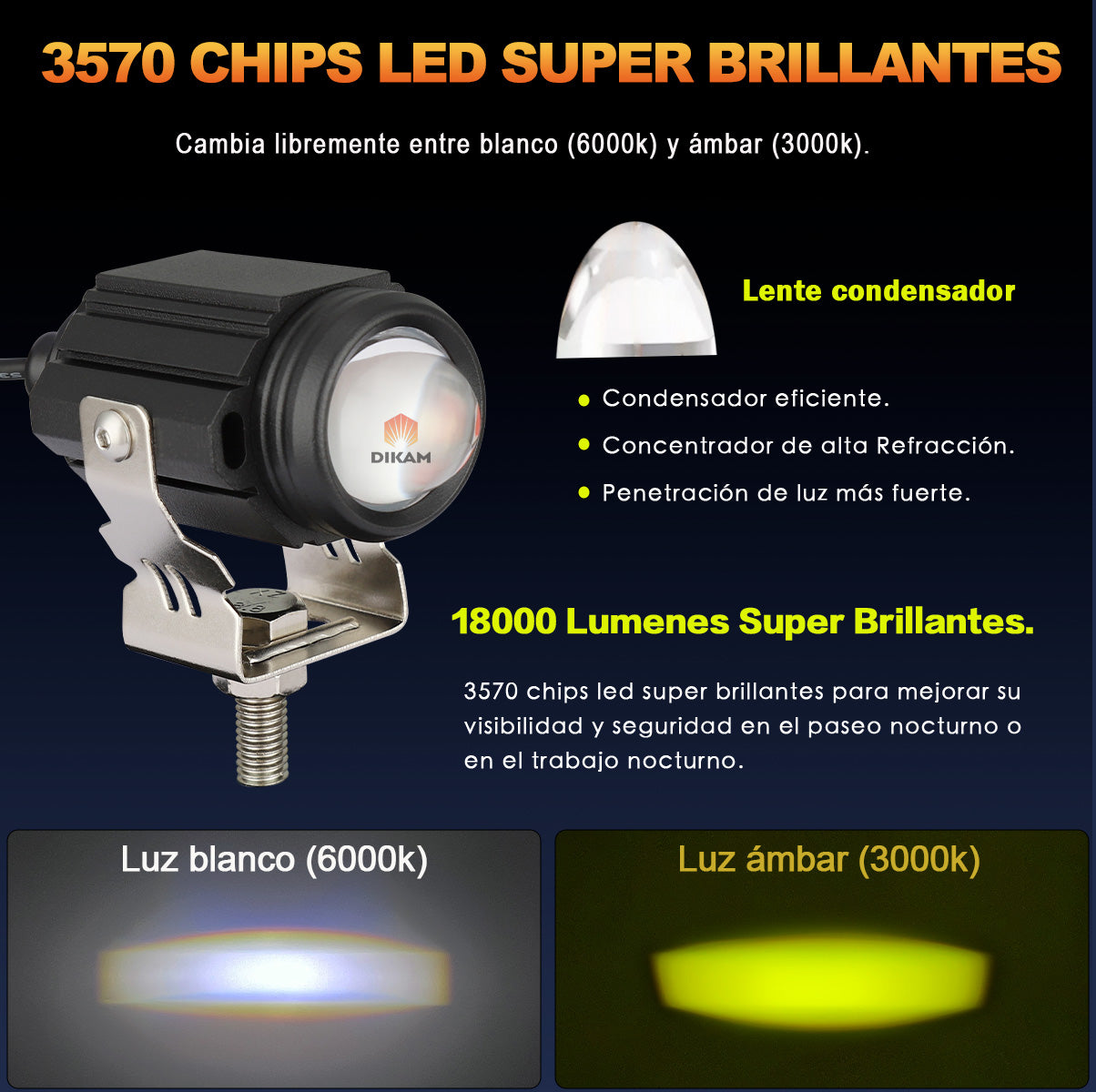 Auxiliares Faros Lupa 60w Super Bicolor Alta/baja Beam