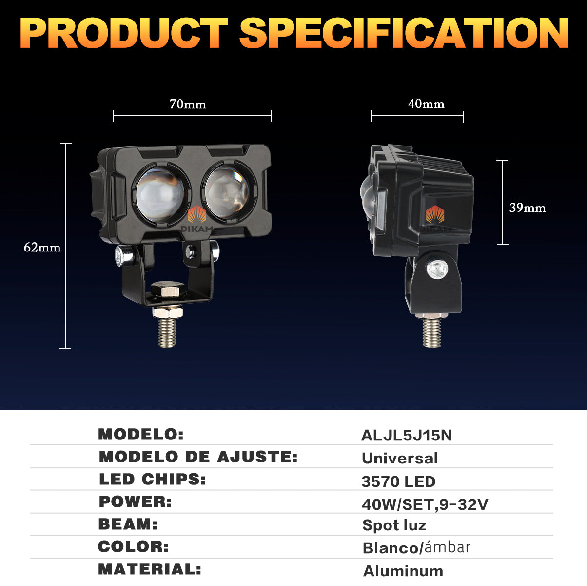 Faros Auxiliares Lupa Bicolor 5 Funciones Estrobo Hi/lo Beam- 1/Par
